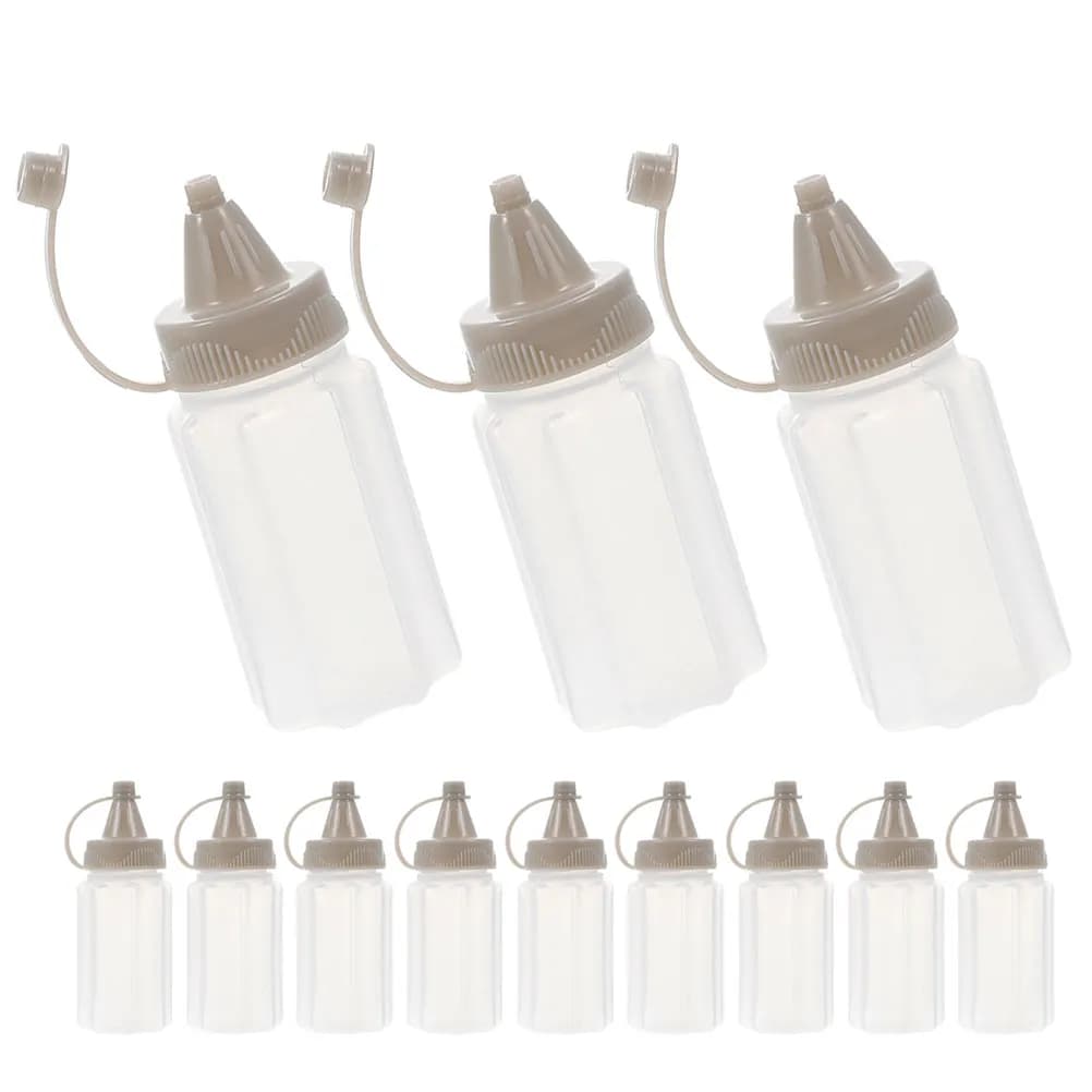 Set di 12 Mini Bottiglie per Condimenti, Contenitori in Plastica per Salse, Ermetici, per Lunch Box, per Condimenti, Ketchup, Senape