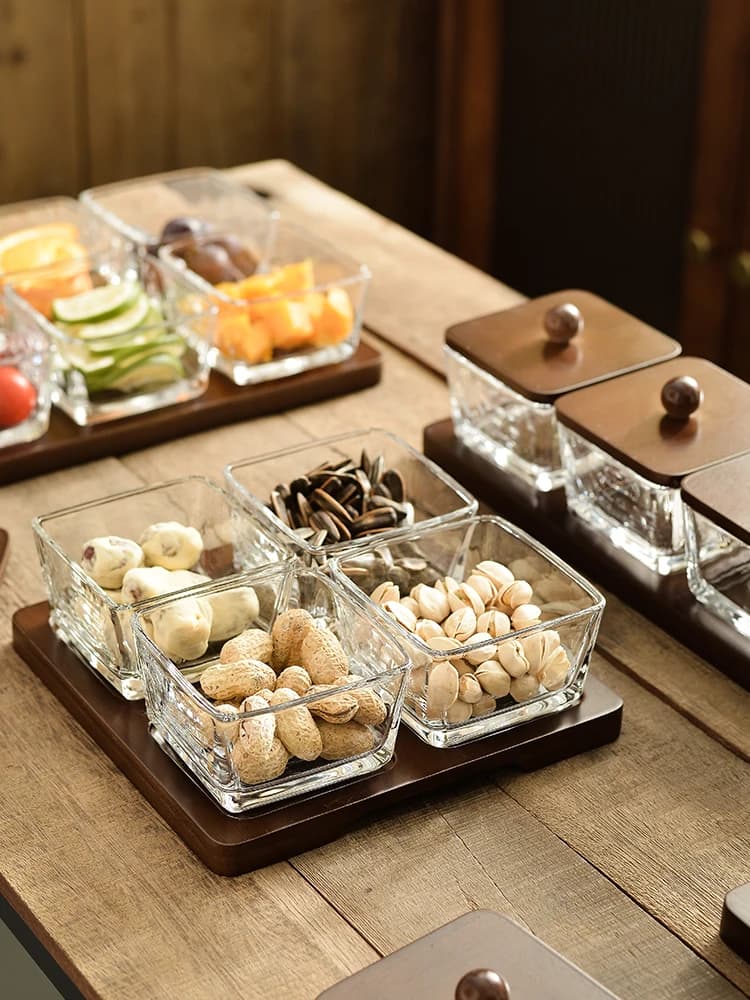 Elegante Vassoio in Vetro per Frutta, Nuovo Modello per Tavolino da Salotto, Piatto per Caramelle, Snack, Noci e Frutta Secca