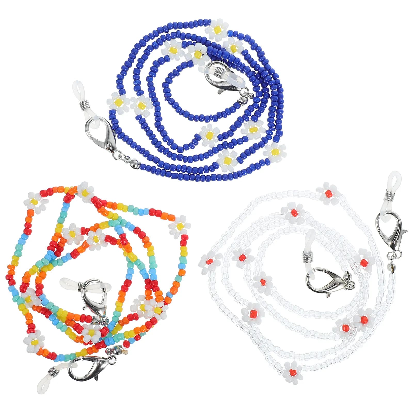 3Pcs Mask Anti-Lost Hanging Chains Floret Beads Stylish Neck Lanyards Eyeglasses Anti-Fall Straps Multi-Purpose Wearing Sports