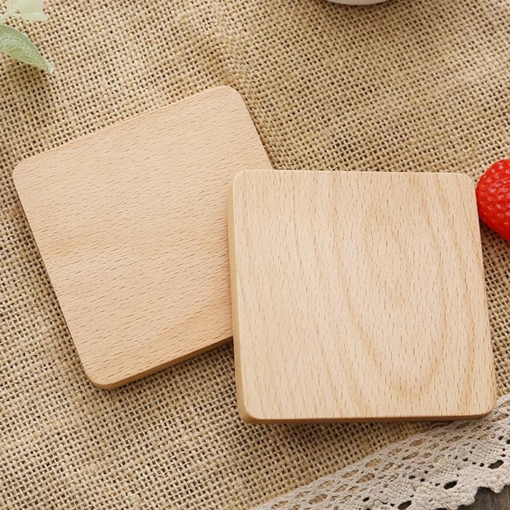 Usongshine TwoTrees Wood Coasters Base 8.8CM Square Coaster Coffee Cushion for Laser Engraving DIY Pictorial Logo Home Decor