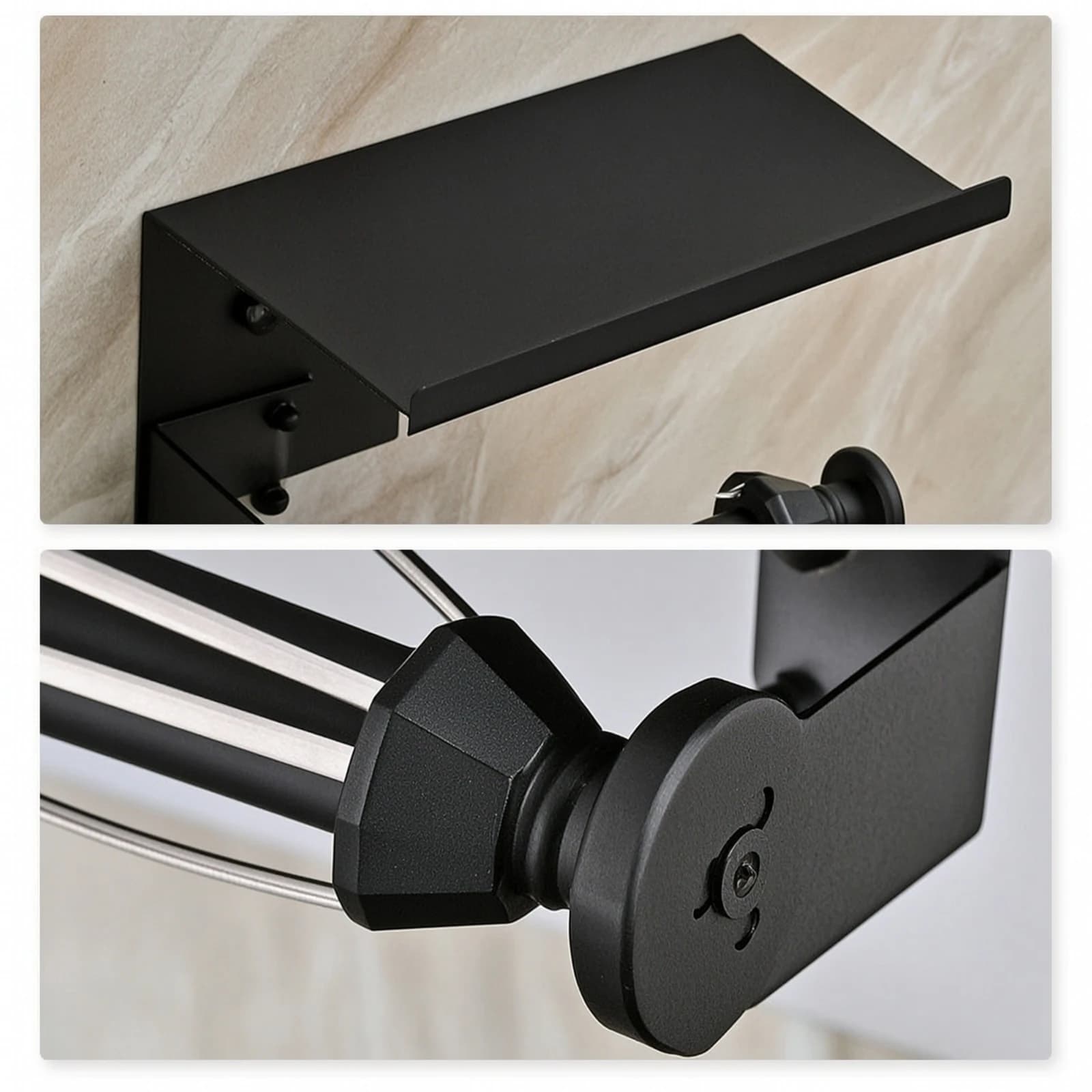 Toilet Tissue Holder with Shelf Modern Toilet Tissue Roll Holder with Shelf Bathroom Accessory Long-Lasting Hardware Sturdy