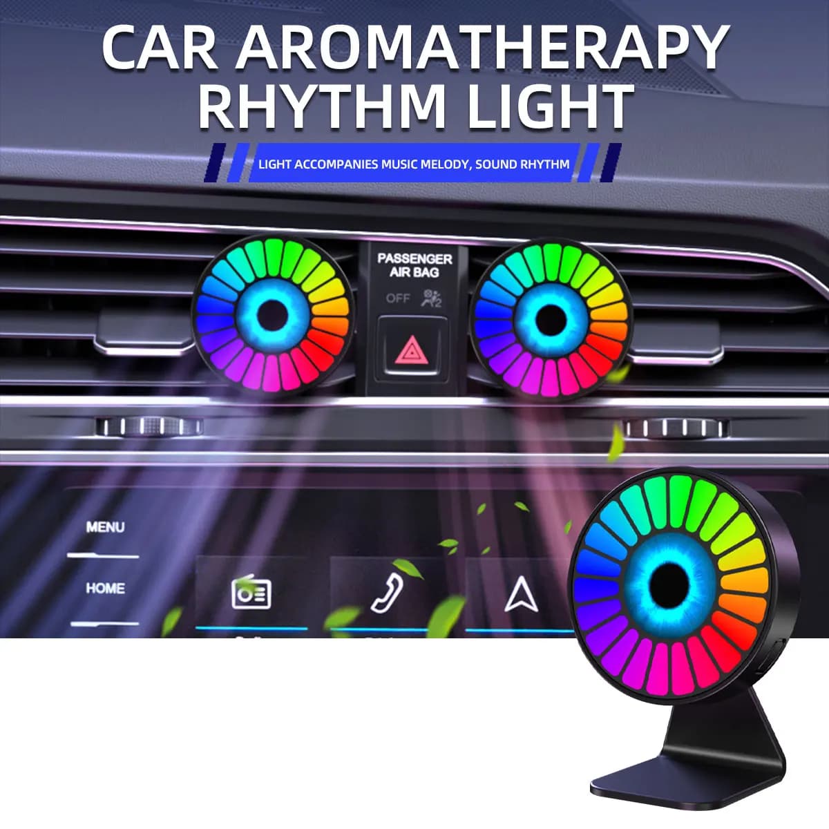 KEVANLY Car Aromatherapy Round Pickup Lamp Car Dashboard Ornament USB Interior Air Outlet RGB Colorful Ambient Air Fresher