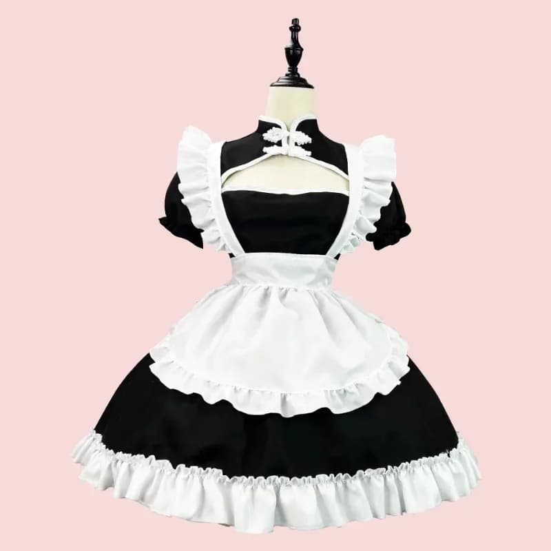 Costume da cameriera cosplay anime cinese Chongsam Plus Size Lolita Princess Halloween Nero Bianco Ragazza della scuola giapponese Kawaii C GFb;4.