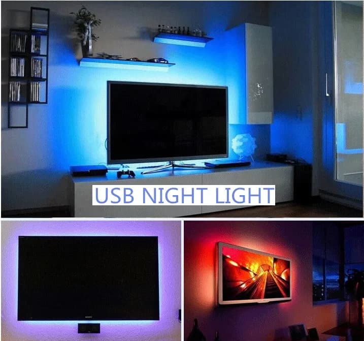 Stringa di luce notturna a LED DC5V con cavo porta USB 50CM 1M 2M 3M 4M 5M Lampada a striscia LED USB SMD 3528 per TV/PC/laptop