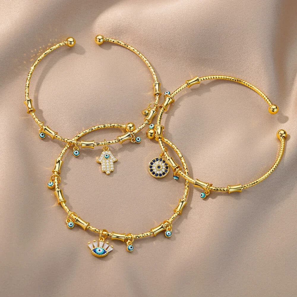 Bracciale malocchio per donna Bracciale in zircone in acciaio inossidabile Bracciale turco di lusso coppia set di gioielli a mano pulsaras bijoux femme