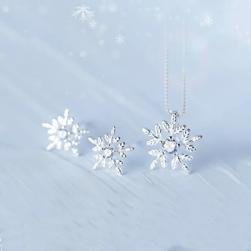Orecchini a bottone con fiocco di neve in argento S925 placcati Zhenrong, collana di fiori tempestati di diamanti alla moda, tempera personalizzata