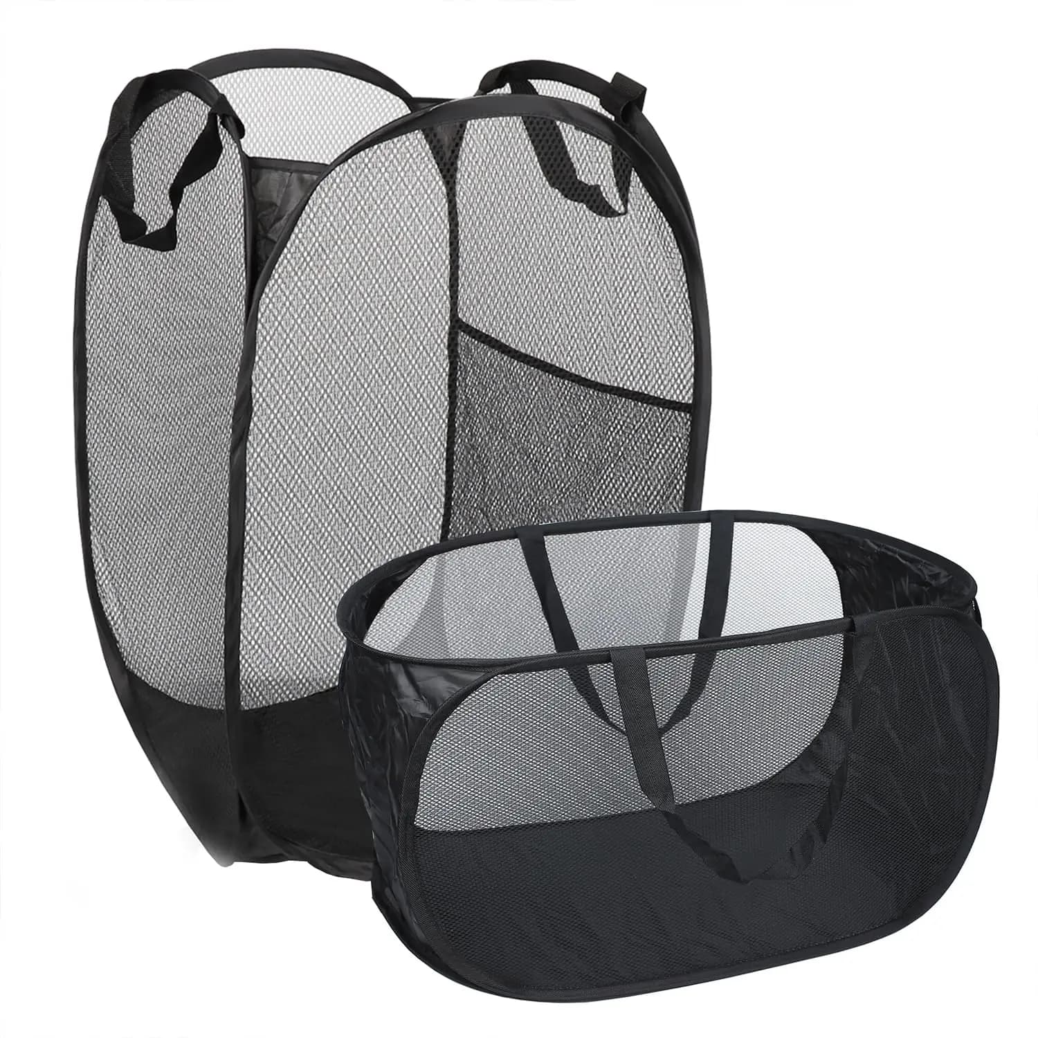 2Pcs Mesh Pop Up Hamper,Laundry Basket with Durable Handle, Foldable Dirty ,Travel,Suitable for Washing and Storing Laundry