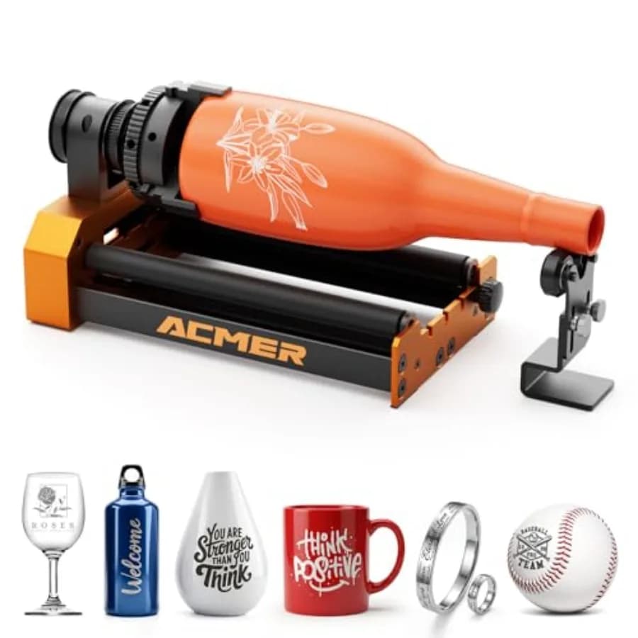 Laser Rotating Accessory M4 for Y Axis, Adjustable Engraving Area 3150mm for Cylinder Objects