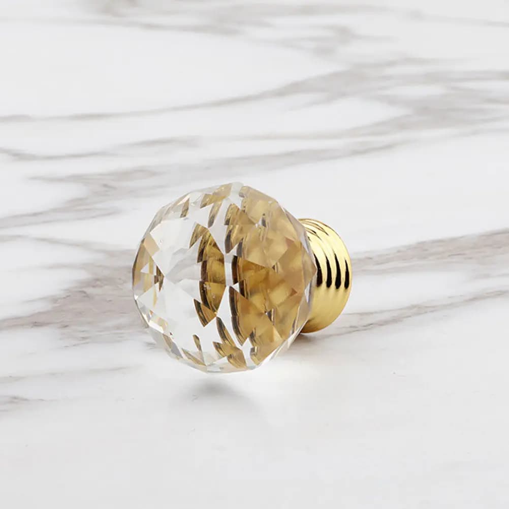 4 Pezzi Maniglie a Sfera in Cristallo Dorate per Cassetti, Maniglie per Cucina, Bagno, Armadio, Guardaroba, Hardware Moderno per Arredamento Casa