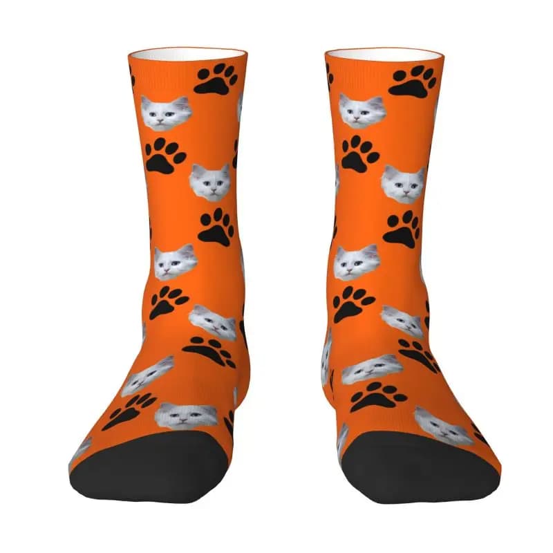 Customized socks with cat head, photo, man, woman, unisex socks, funny, cute cats, spring summer autumn winter