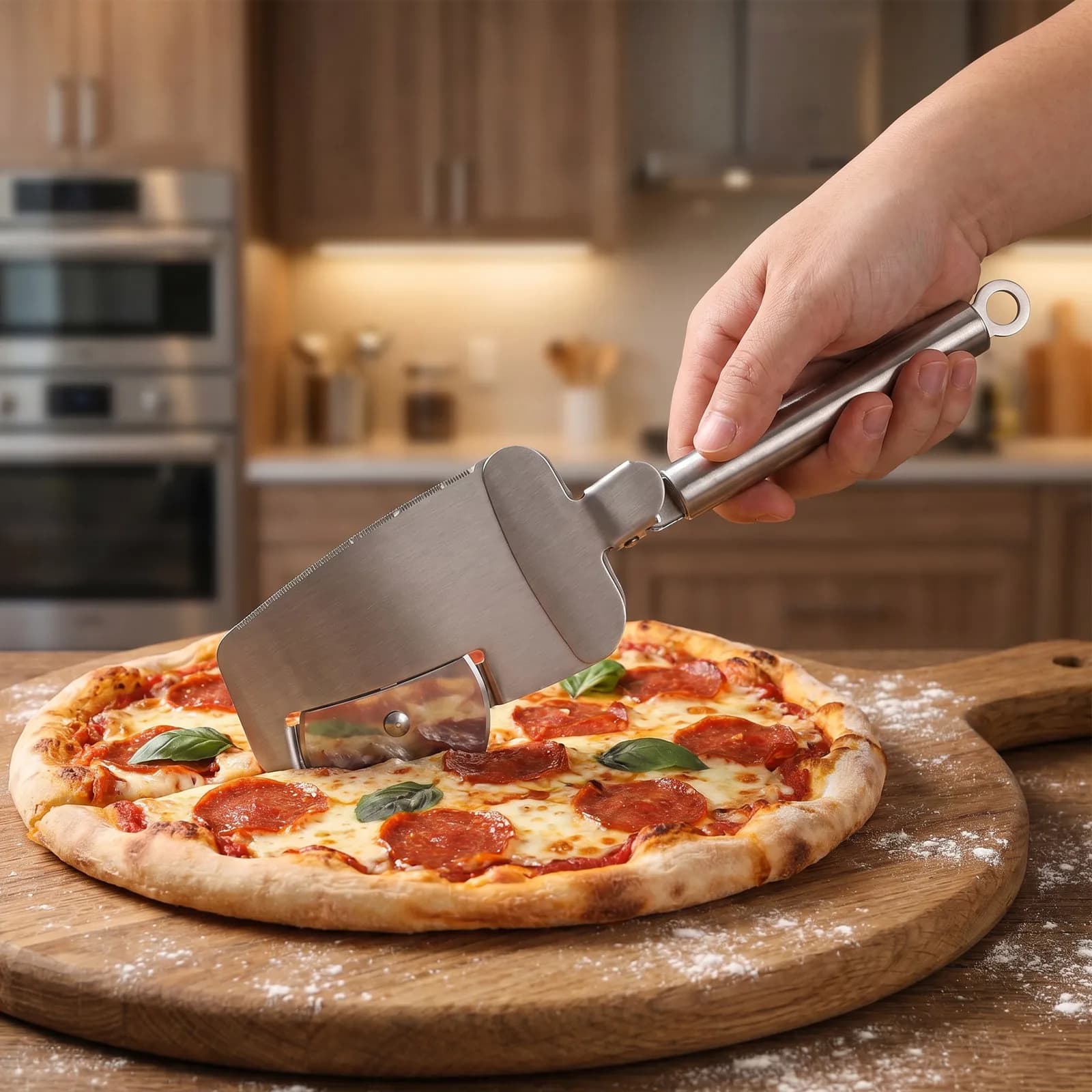 2Pcs Stainless Steel Pizza Cutter Multi Wheel Pastry Cutting Tool Comfortable Handle Sealing Clip Kitchen Baking Slicer Roller