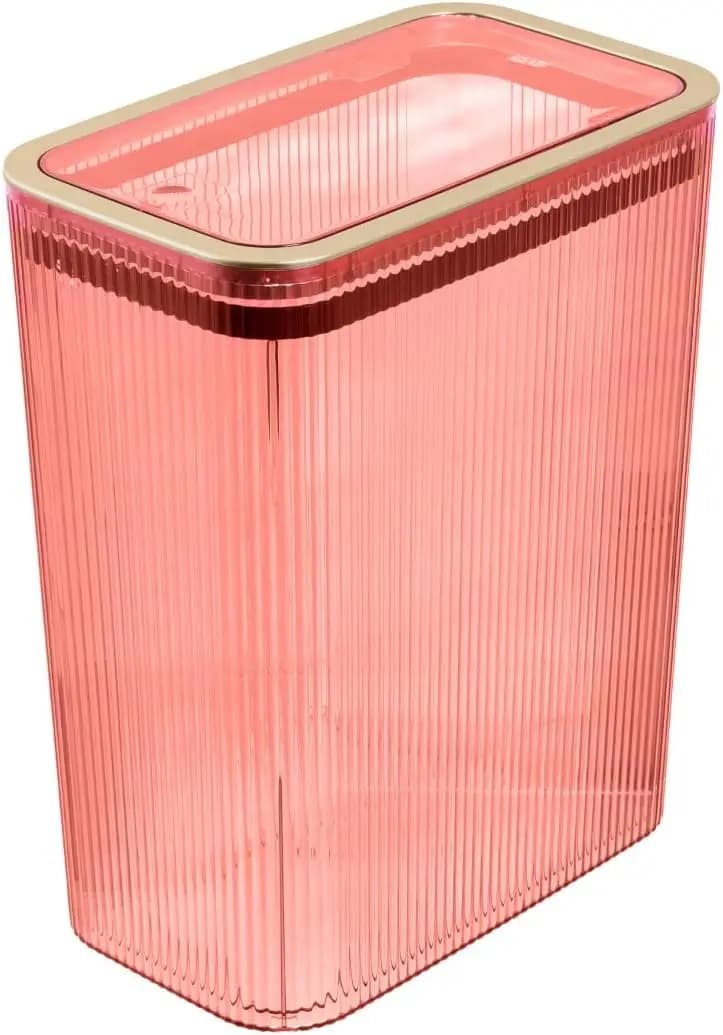 Cestino per Rifiuti da Bagno Glad, 2,6 Galloni (10L) - Contenitore Sottile in Plastica con Coperchio Pop-Up e Anello per Sacchetto - Cestino Colorato Trasparente per