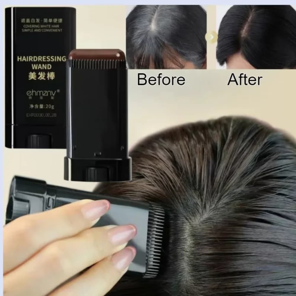 Coloring Stick for Hair 2in1 with Pettine, Black, Brown, Coffee, Long Life, Temporal Coloring, White Hair Covers, Washable Hair Pen