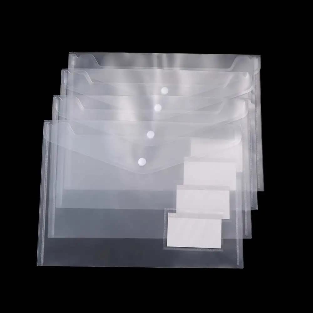 Office Button Paper Storage Plastic Folders Document Bags File holder Transparent File Bag A5/A4