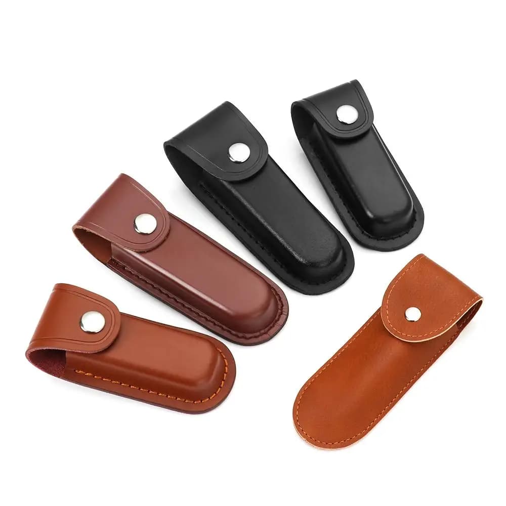 High Quality Pocket Brown Hunt Knife Sheath Holster Fold Knife Tool Camp Outdoor Carry Belt Loop Case Flashlight Case