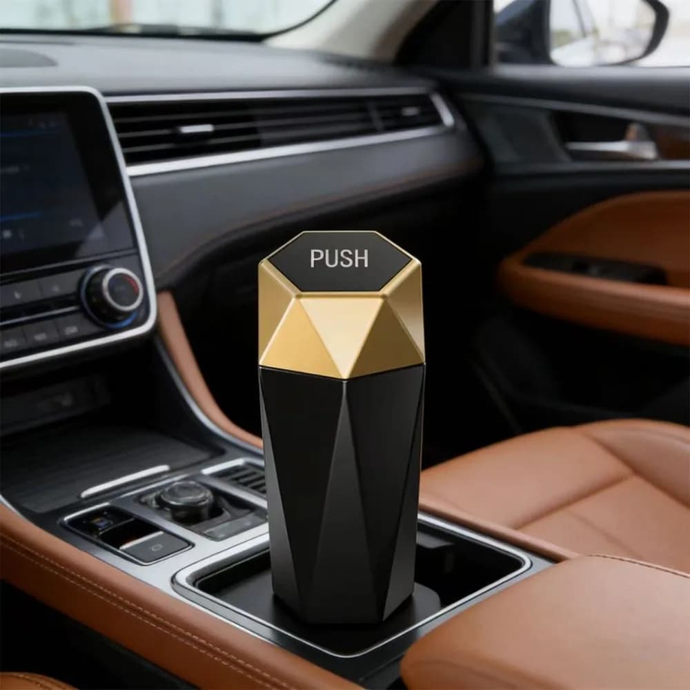 Mini Trash Can with Lid Fashionable Simple Car Interior Compact Wastebasket Home Bathroom Kitchen Desktop Accessories Gift
