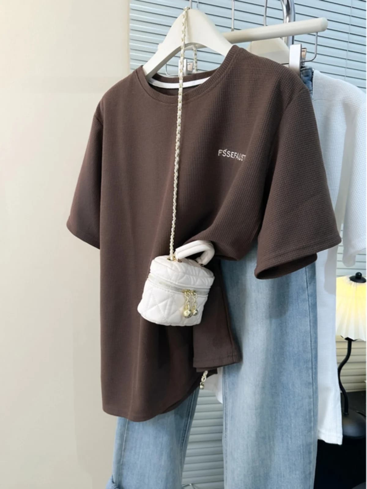 Elegant Embroidered Short Sleeve T-Shirt Women's Loose Fit Summer Slimming Top Korean Style Casual Wear Polyester Blend