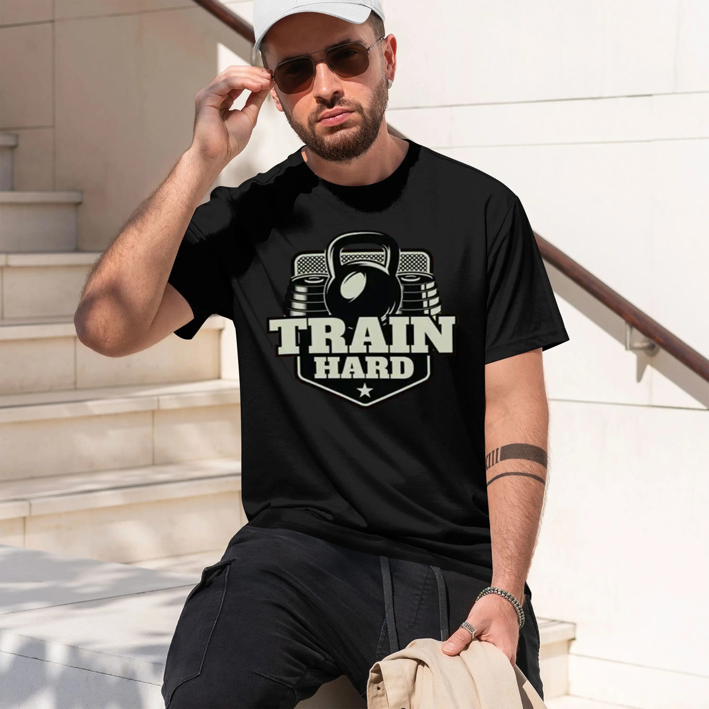 TRAIN HARD KETTLEBELL MENS T SHIRT COOL GYM TRAINING RUNNING FITNESS NEW 2026 New Model Men’s Short-sleeve crewneck T-Shirt Clas