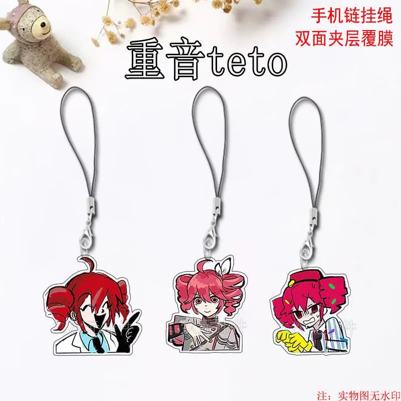 3 pezzi Kasane Teto Anime simpatico cartone animato creativo versatile astuccio borsa decorazione del telefono cellulare ciondolo squisito cordino chiave