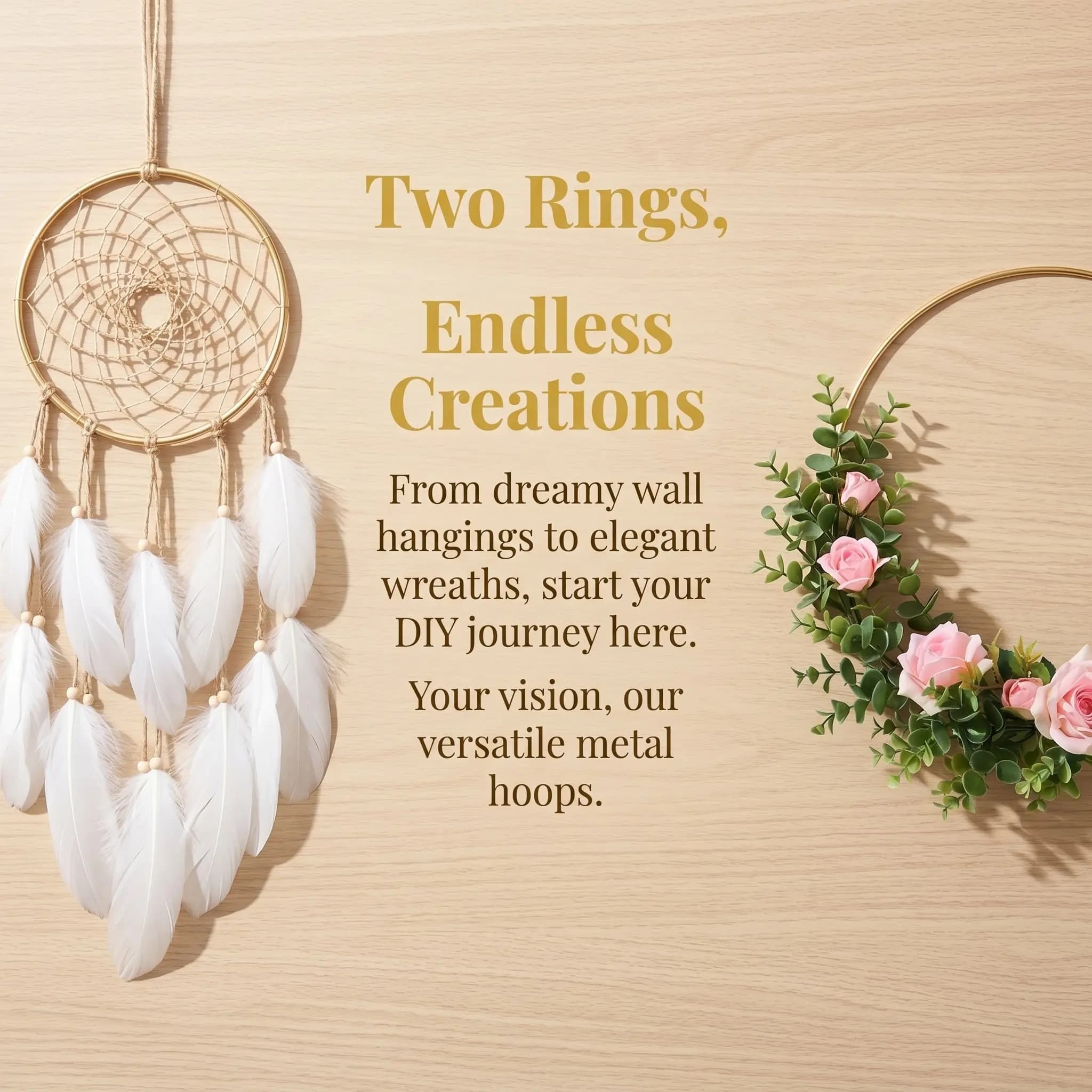 2Pcs Solid Metal Dream Catcher Circles Craft DIY Rings for Wreath Making Dreamcatcher Decor Home Garden Spiritual Shield Tassel