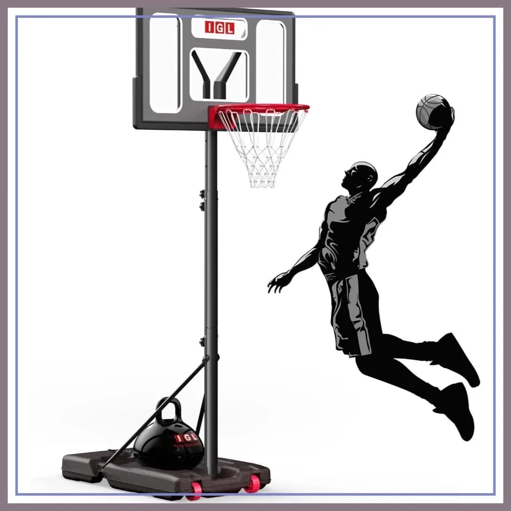 Canestro da Basket Portatile Regolabile 5.6-10FT, Sistema di Tiro a Canestro 40/44 Pollici per Esterni, Cortile, Bambini, Ragazzi e Adulti