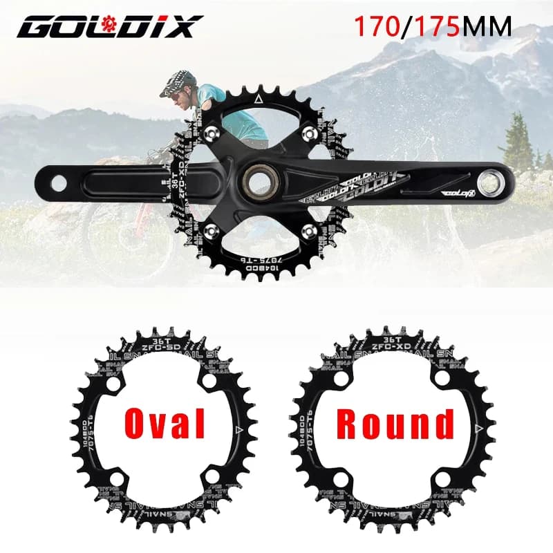 Guarnitura MTB GOLDIX 104mm BCD – Guarnitura in lega forgiata 170mm/175mm con corona stretta e larga 32-42T, pedivella durevole per mountain bike