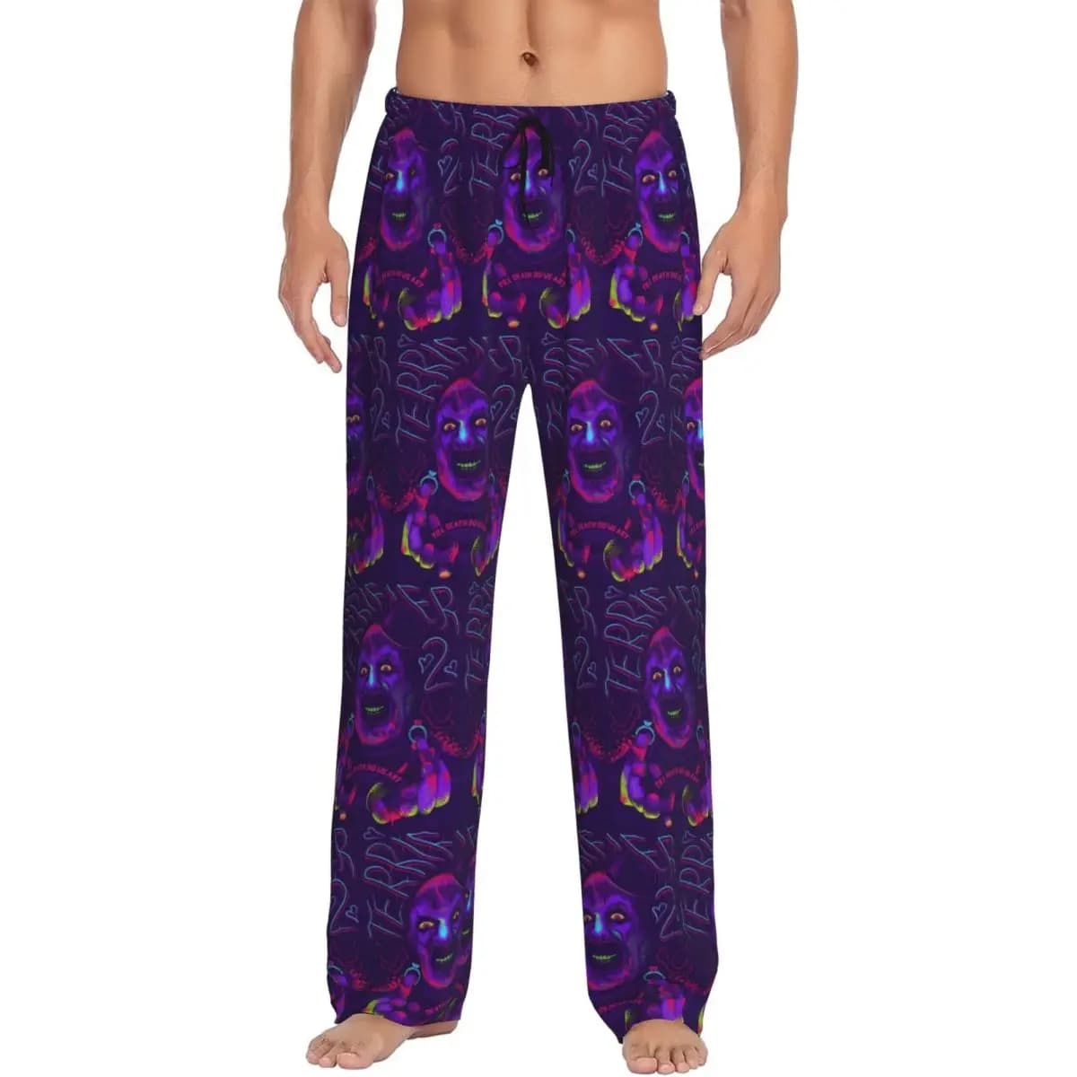 Pantaloni da pigiama T-Terrifiers da uomo personalizzati Stampa Pantaloni da notte per il sonno del film horror di Halloween con tasche