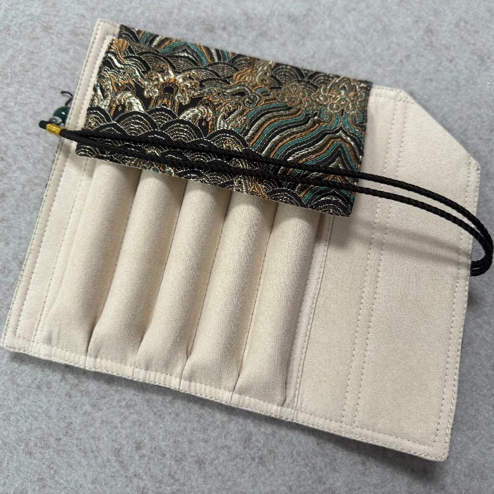 Pen Curtain Handmade Fabric Portable Pen Storage Pencil Case Pencil Bag Roll Pen Curtain 5-hole 7-hole 1#