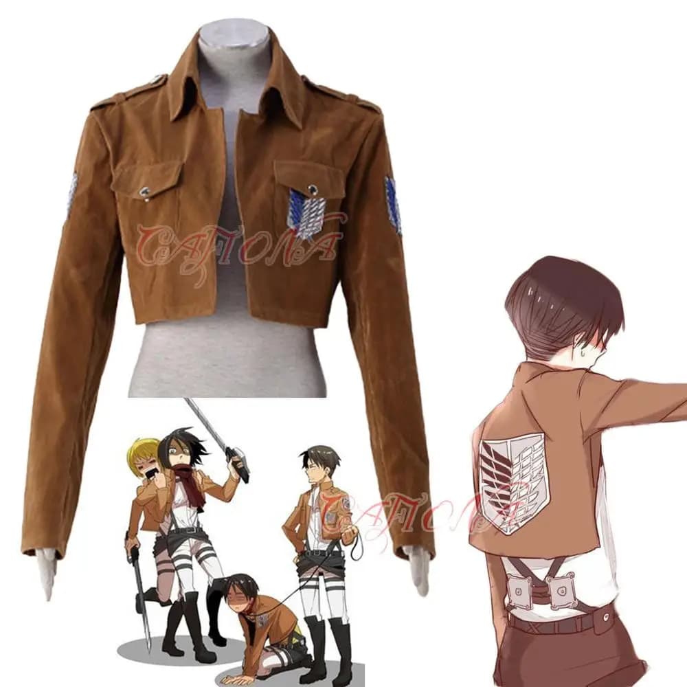 Hot Attack on Titan Eren wu Jacket Eren Levil Mikasa Ackerman Cosplay Costume Cool Short Coat Unisex