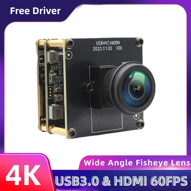 ELP 4K 60fps USB3.0 Camera HDMI IMX415 3840*2160 High Speed Webcam 38x38mm Embedded Mini Camera Wide Angle Fisheye Lens