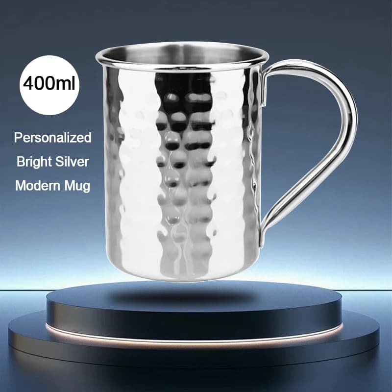 Tazza Moscow Mule Martellata da 400ml | Tazze da Cocktail Moderne in Acciaio Inossidabile 304 | Finitura Martellata a Mano | Isolamento Termico | Regalo Vintage