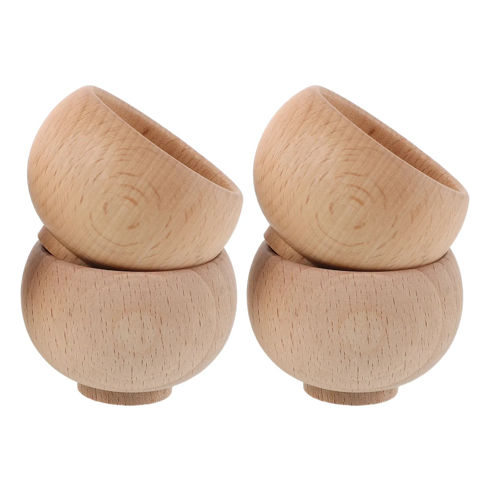 4Pcs Reusable Wooden Pincushion Bowl Base Natural Grain Surface for Needle Pad Sewing Quilting Crochet Knitting DIY Crafts