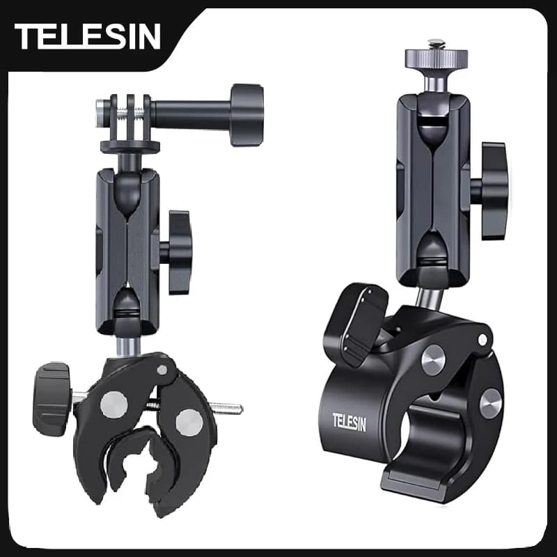 TELESIN Bike Camera Clamp Bike Handlebar Clip for Support for Super Aluminum Alloy Clamp for Camera GoPro DJI OSMO Insta360