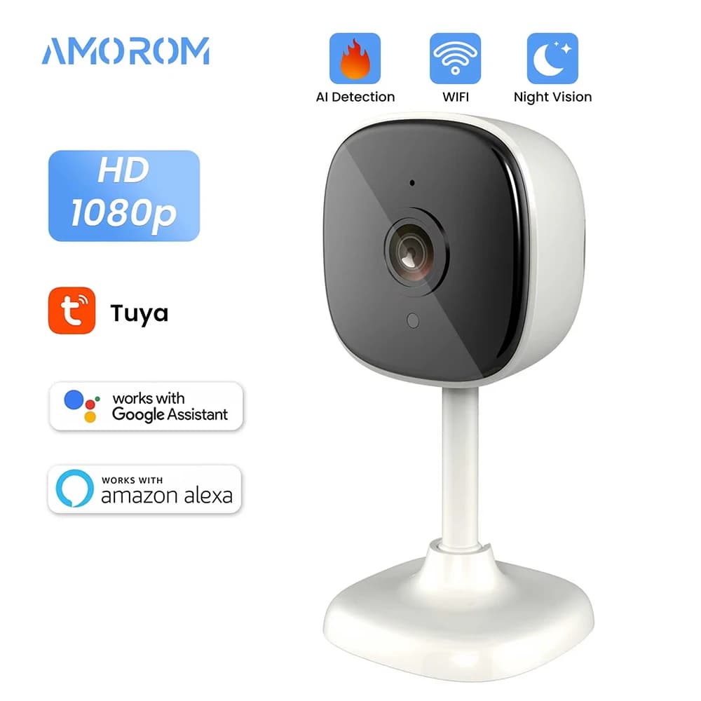 1080P HD Tuya Wifi IP Camera Indoor Pet Baby Monitor visione notturna rilevamento Ai telecamere di sorveglianza P2P con Alexa e Google Home