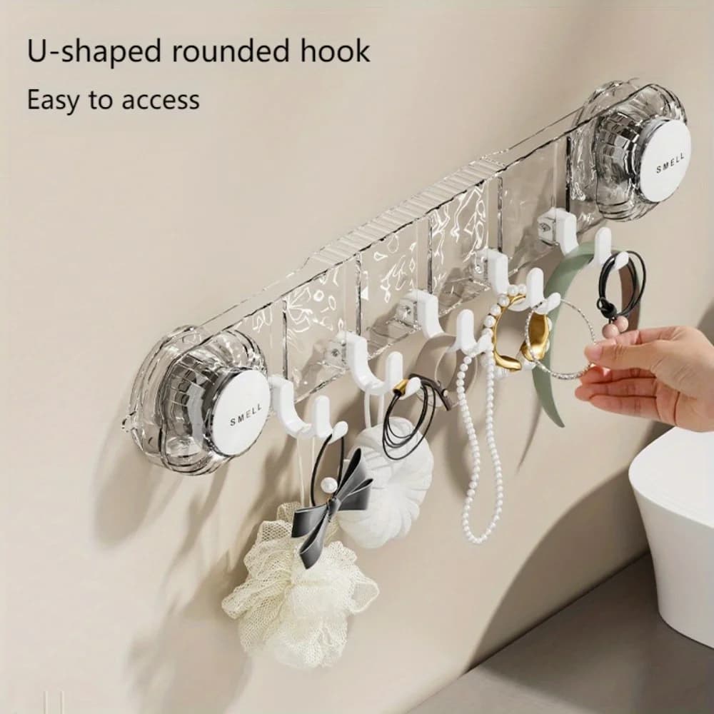 Ganci portaoggetti per bagno da cucina con ventosa da 1 pezzo, salva spazio familiare, adatti per cucina, camera da letto, bagno
