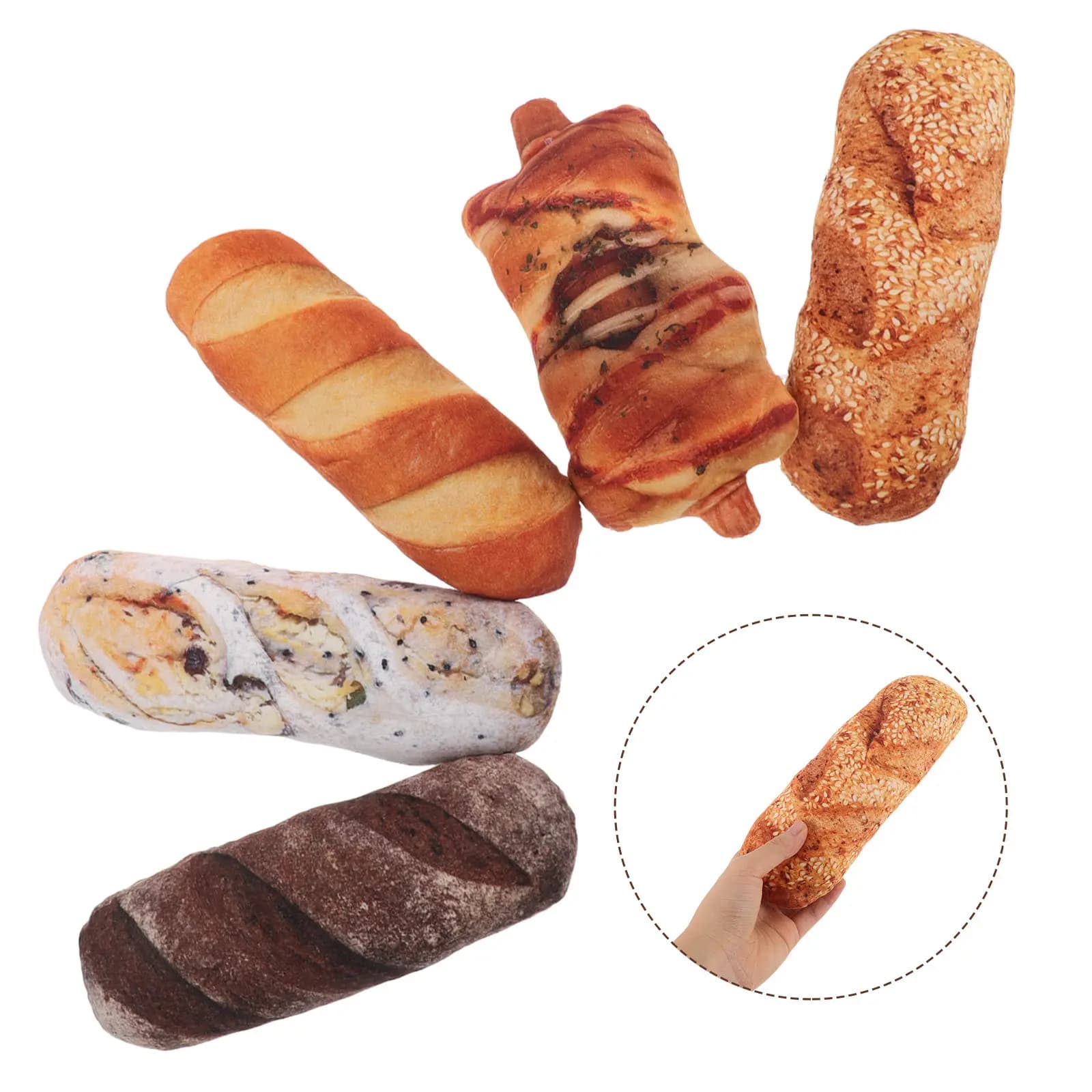 Set di 5 Cuscini a Forma di Pane, Creativi e Realistici, per Casa, Divano, Letto, Ufficio, Viaggio, Supporto Lombare a Forma di Alimento