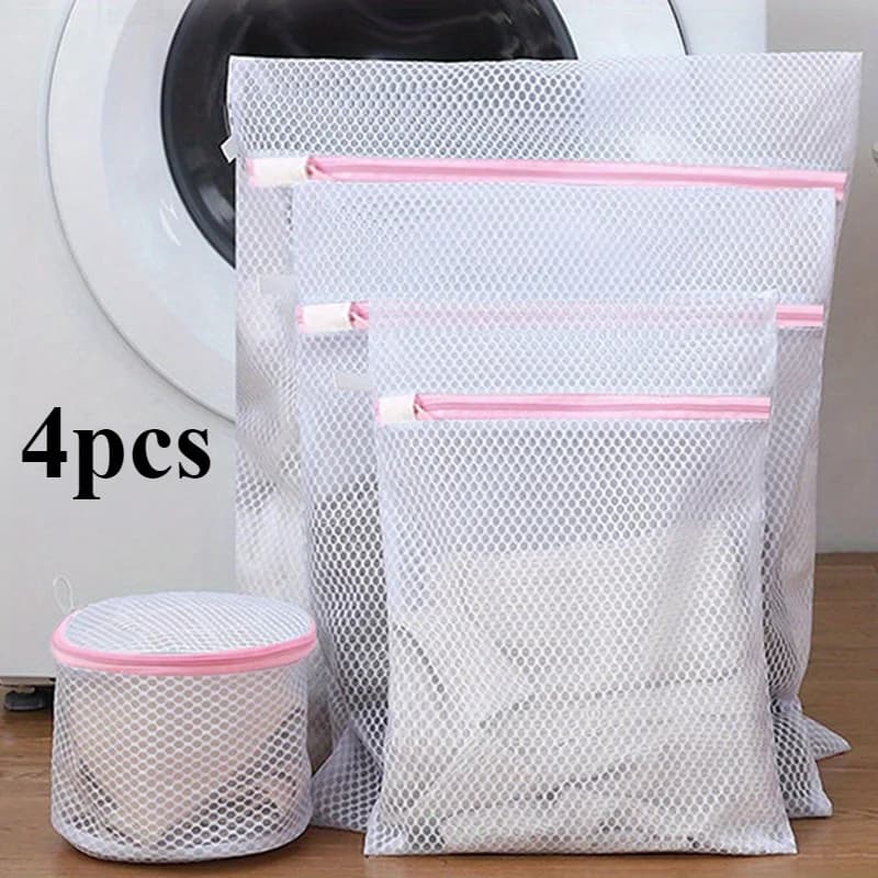 4 piece linen bag, bag for storing objects, bag for laundry protection, specifically designed for washing machines