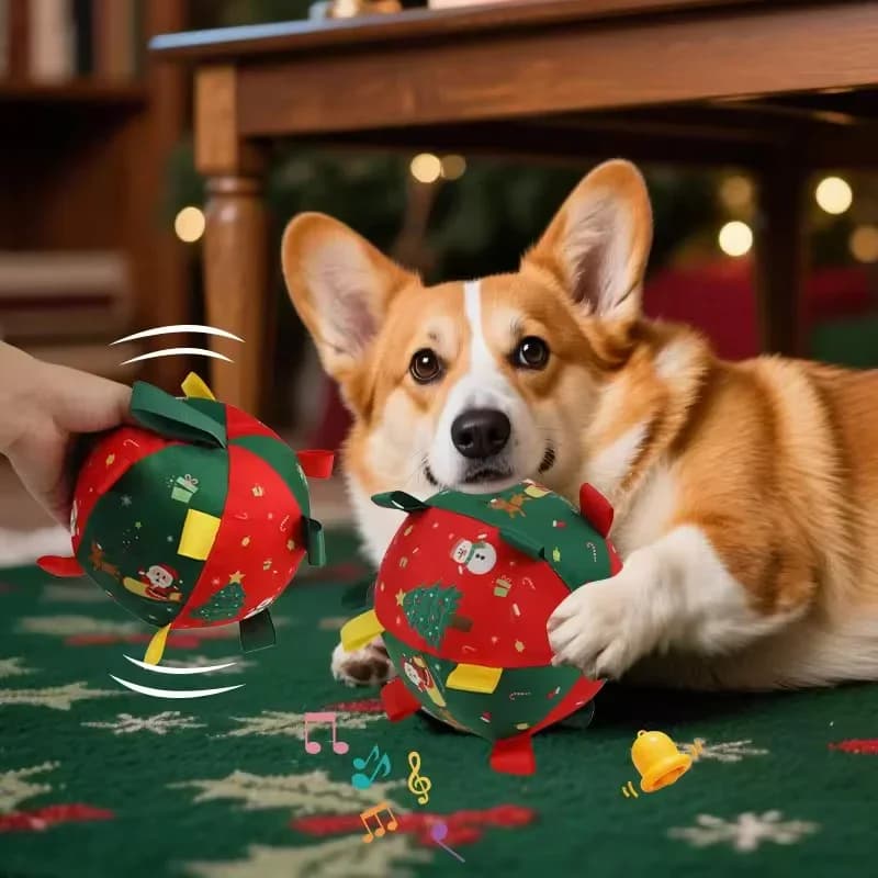 Palline giocattolo per cani di Natale Strumento di autointrattenimento Puzzle interattivo per cani Giocattoli da masticare anti-morso con squeaker per alleviare la noia