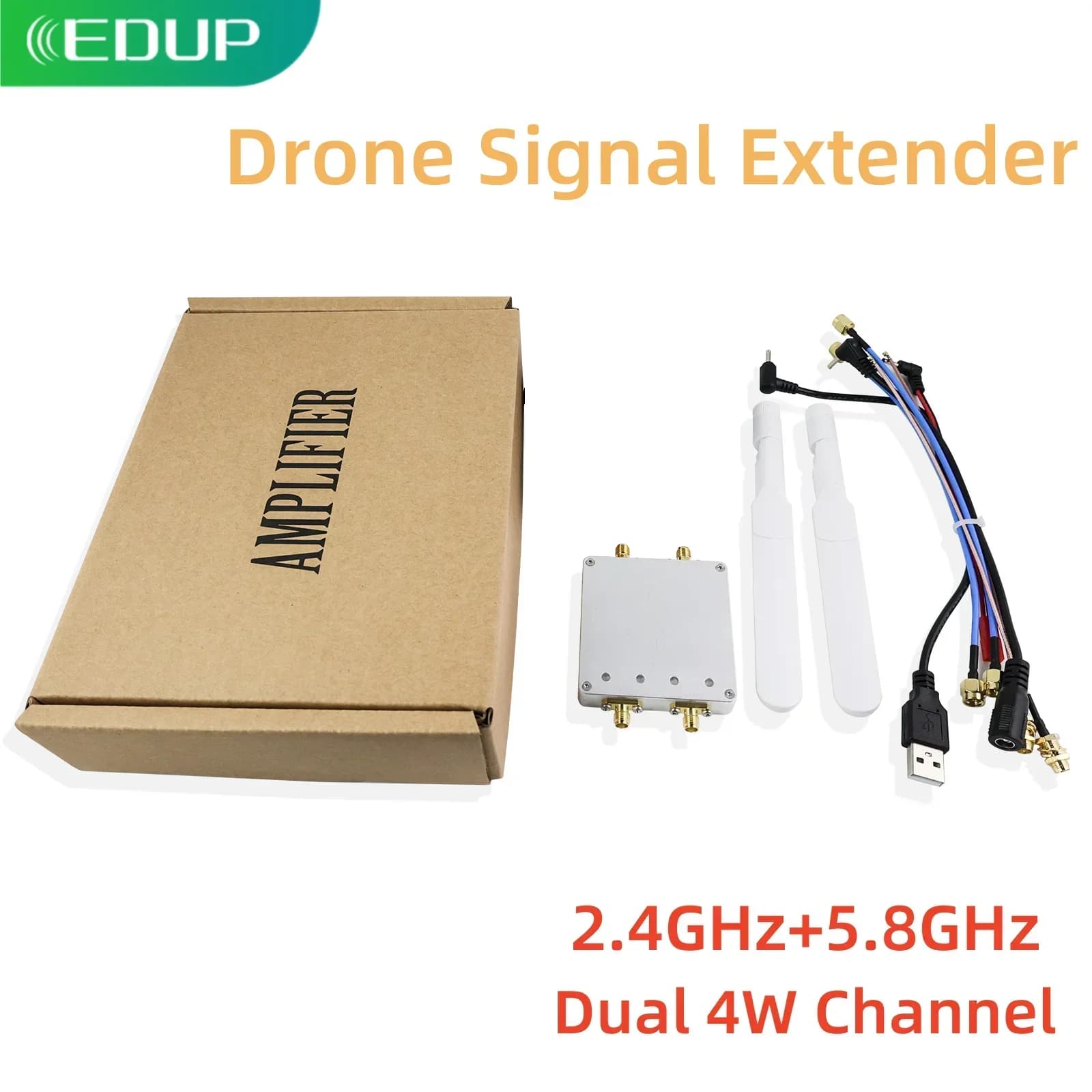 EDUP WiFi Booster 5.8GHz e 2.4GHz Estensore di segnale A lungo raggio Dual 4W Canale Ripetitore Doppia antenna Amplificatore di potenza per percorso di droni