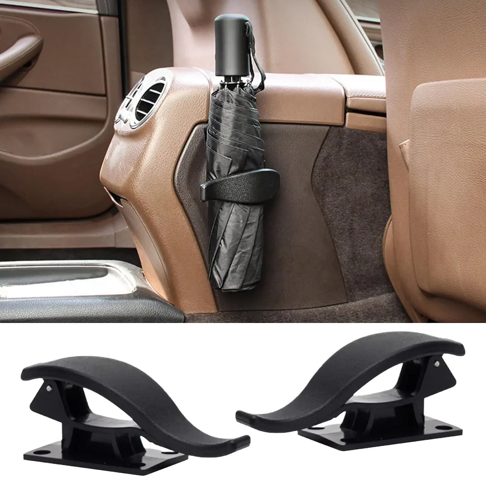 1/2 Pezzi Gancio Adesivo per Ombrello da Auto, Organizzatore per Bagagliaio e Sedile Posteriore per SUV, Camper, Berlina, Camion, Veicoli