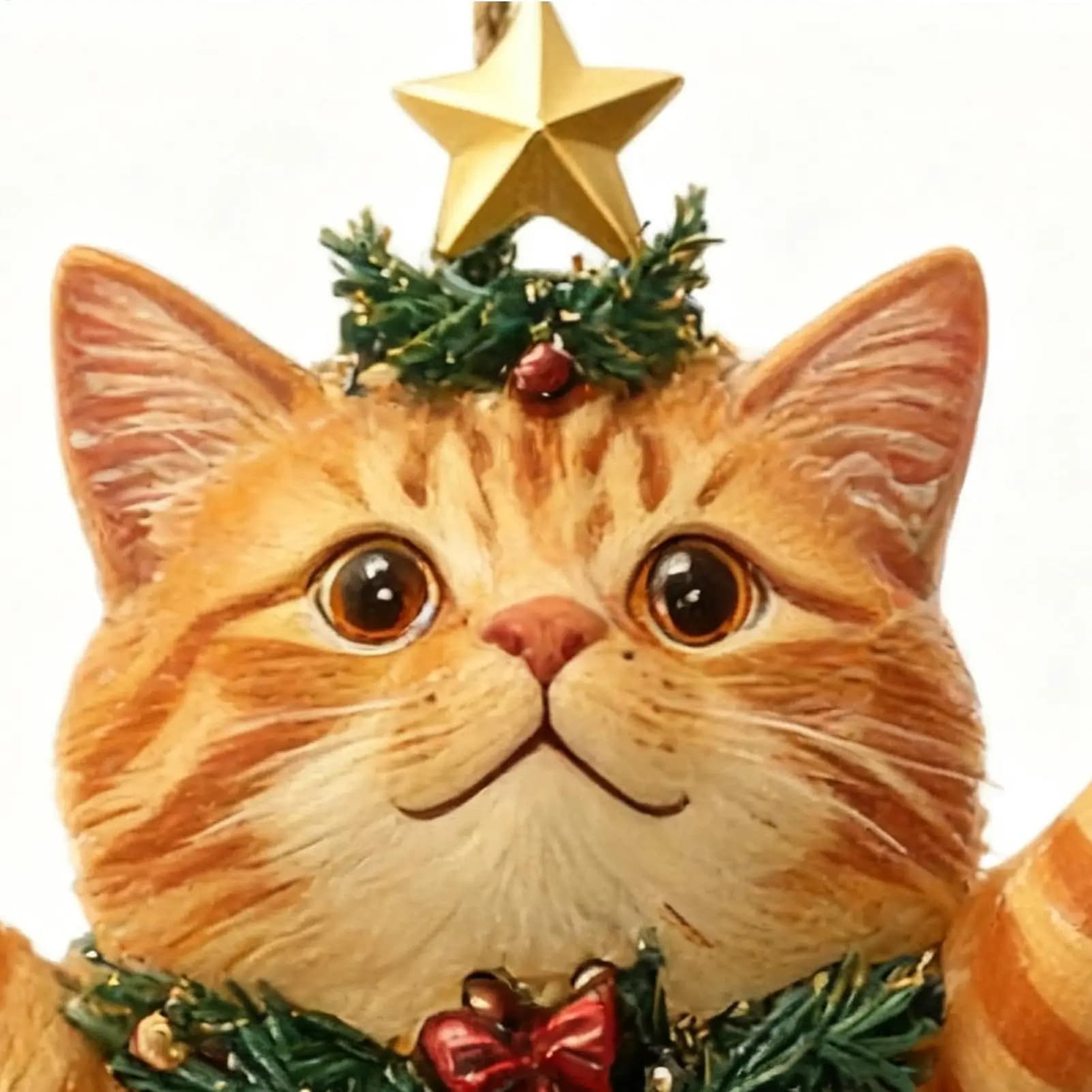 6 pezzi ciondolo albero di Natale simpatico gatto 2D ornamenti pendenti in legno per auto decorazioni per albero di Natale forniture per feste regali di Capodanno