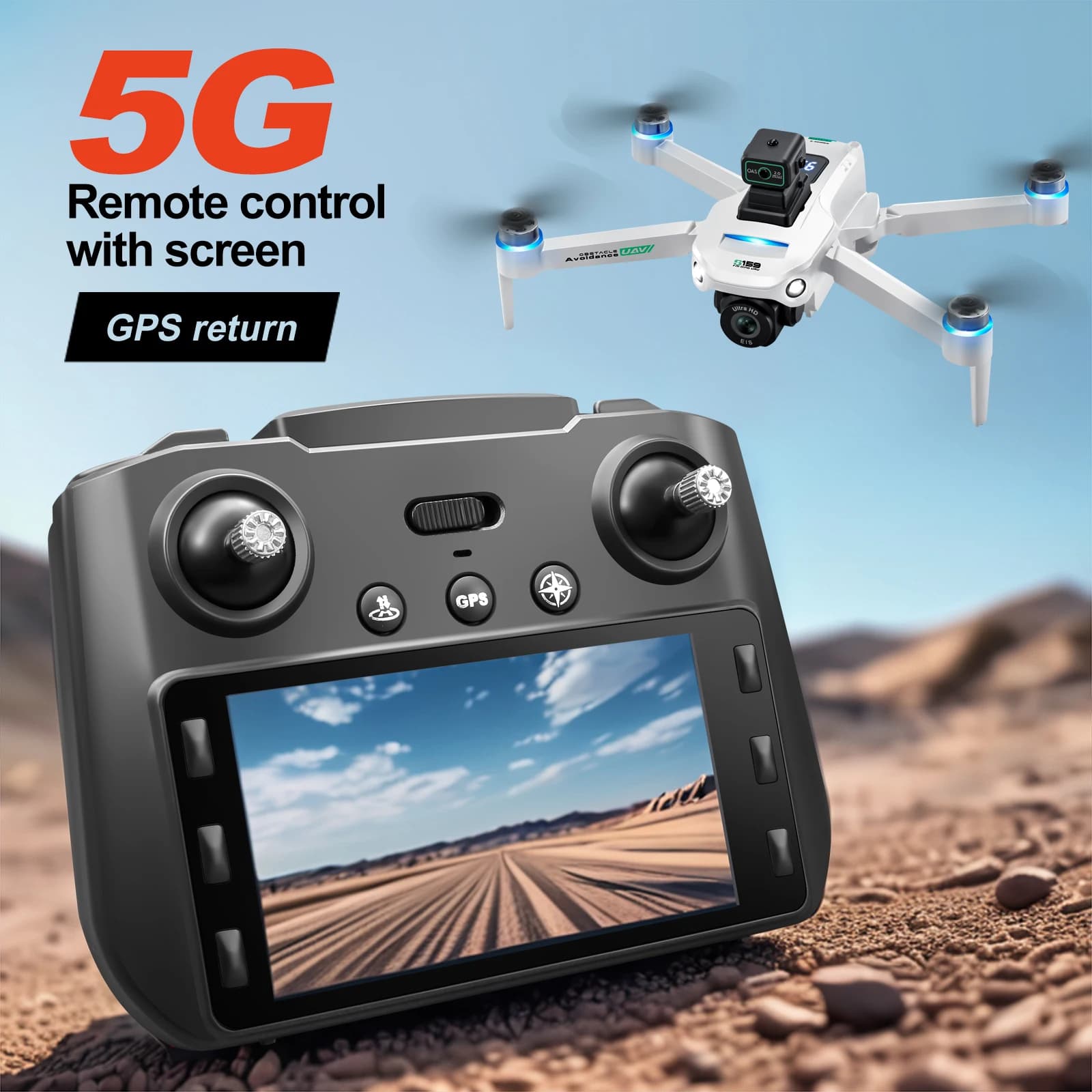 New professional drone S159 GPS 8k four-axis aerial photo camera with remote control screen 5000M 5G WIFI GPS FPV drone