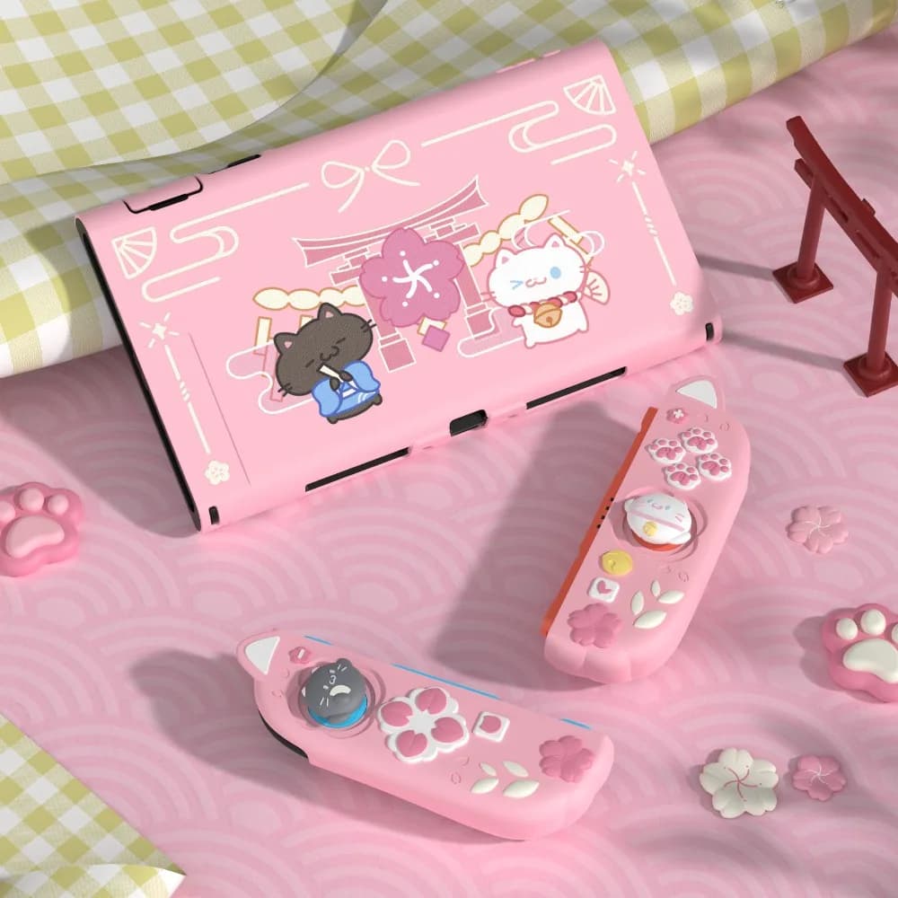 Custodia Protettiva per Switch 2 con Copri-Joystick Rosa, Design Cartone Animato Coniglio, Impugnatura Morbida, Accessori per Giochi