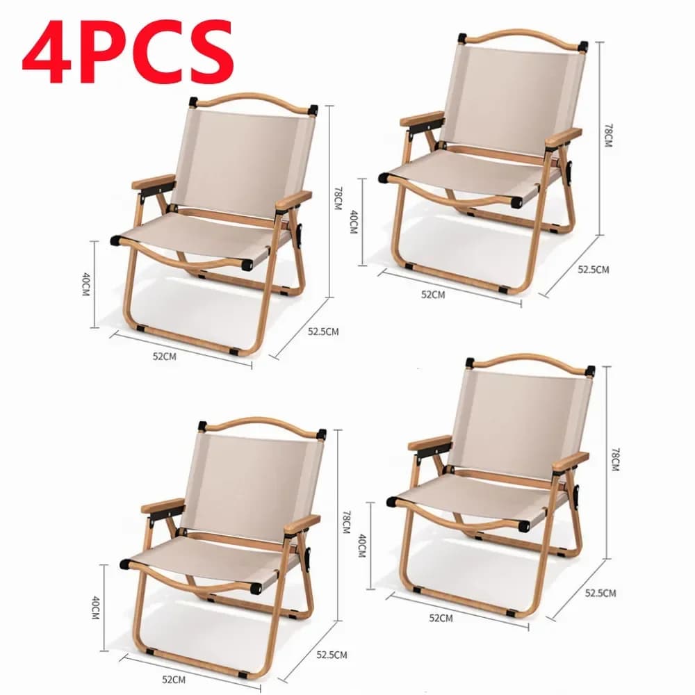 Sedia da campeggio 4/2/1PCS-khaki sedia da esterno portatile sedia pieghevole in lega di alluminio con venature del legno attrezzatura da campeggio sedia Kermit