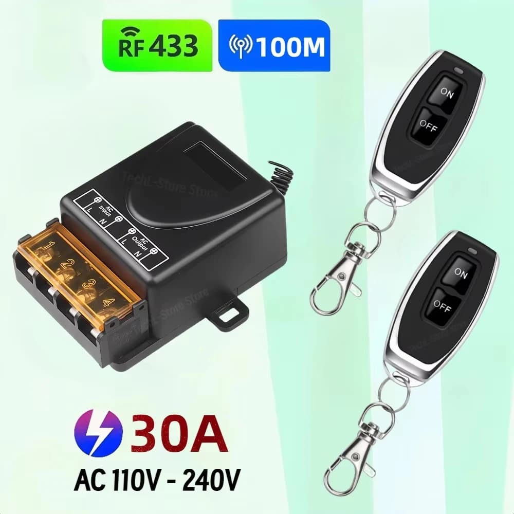 Interruttore di telecomando 433 Mhz AC220V 30A Hign Power On Off Trasmettitore di telecomando per motore pompa acqua LED/apparecchio elettrico