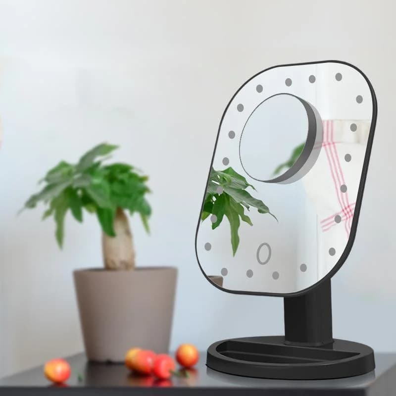 Specchio per trucco a LED Specchio cosmetico con sensore tattile con illuminazione bifacciale Desktop per l'arredamento della camera da letto di casa Bagno Vanity Travel
