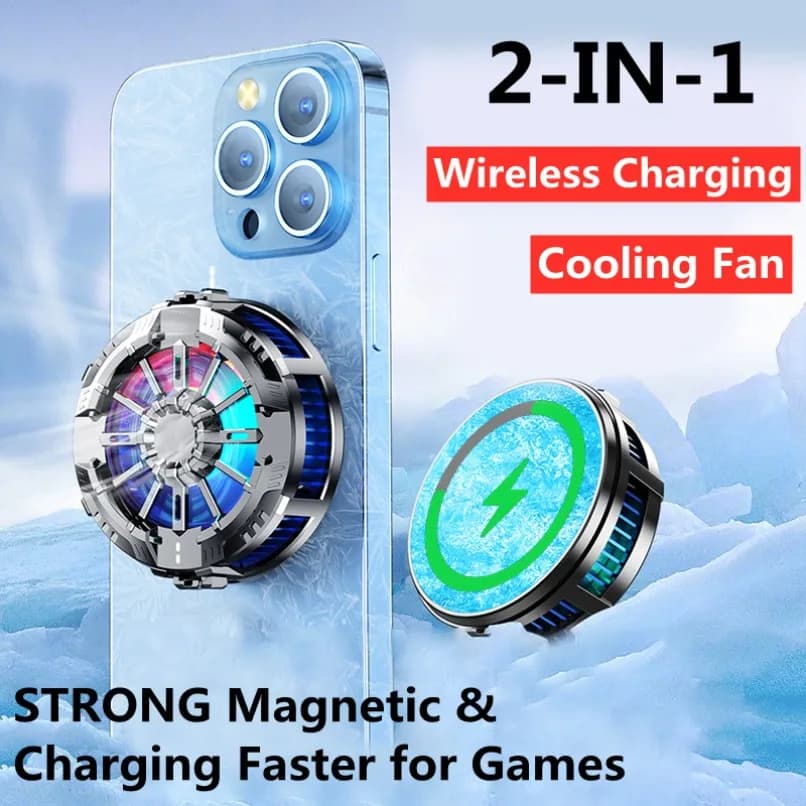 Coooler Ventilatore Caricatore wireless magnetico Clip posteriore per telefono Radiatore Luce RGB per Magsafe iPhone 16 15 14 13 12 Pro Max Ricarica rapida
