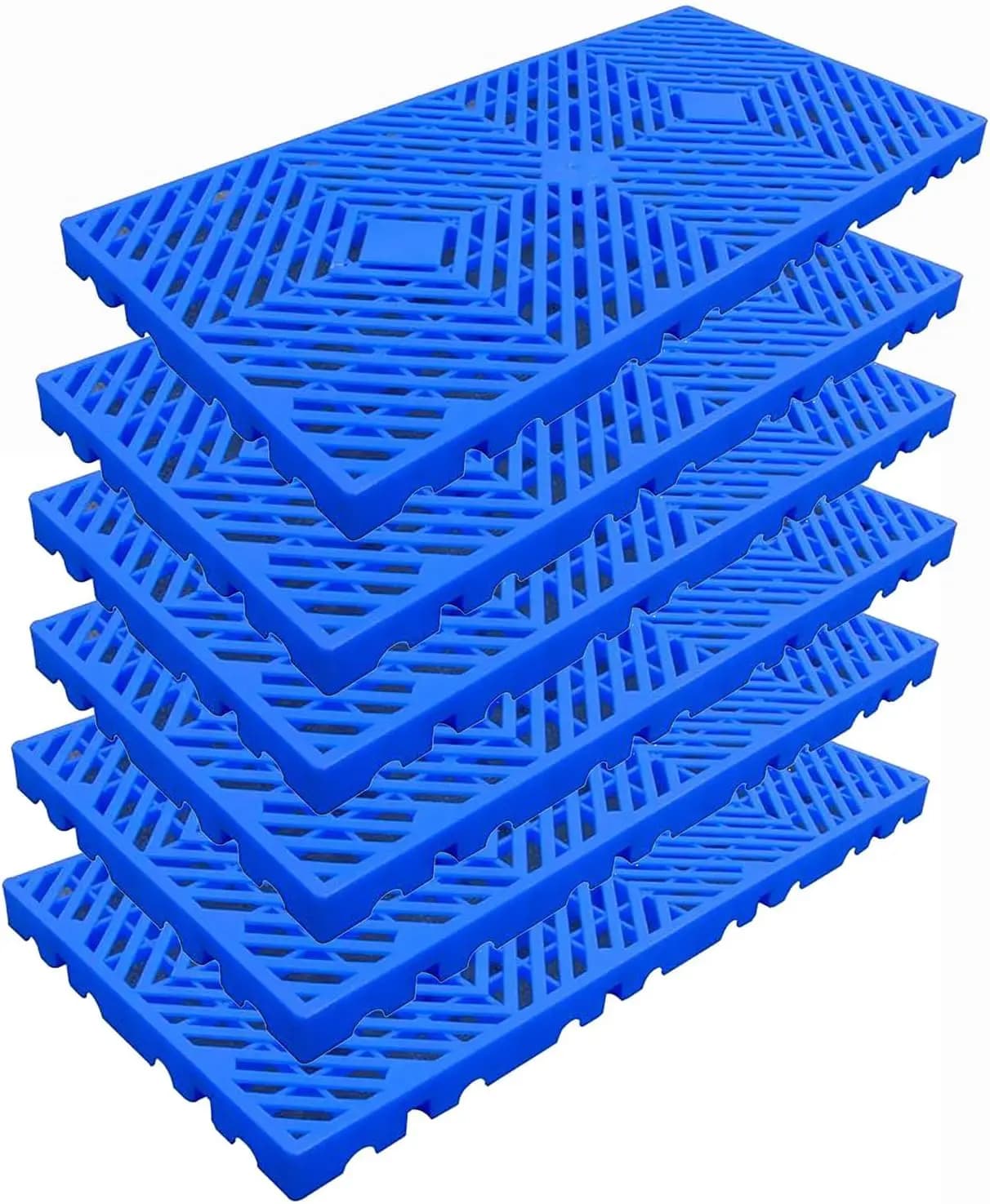 Pallet in Plastica Leggeri per Stoccaggio, Design a Griglia Traspirante e Resistente all'Umidità, Set da 6 Pezzi (11.8x23.6x1.18IN)