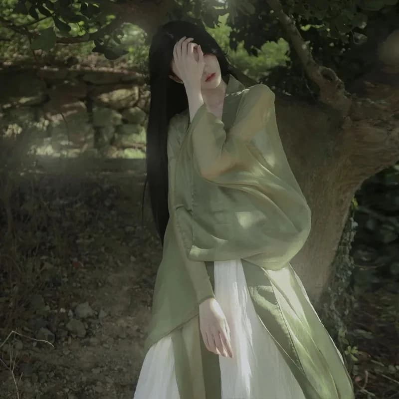 Completo Hanfu da donna in stile Dinastia Song, due pezzi, estivo, gonna lunga a trapezio, abito ampio senza maniche, artistico, con vita morbida, in poliestere