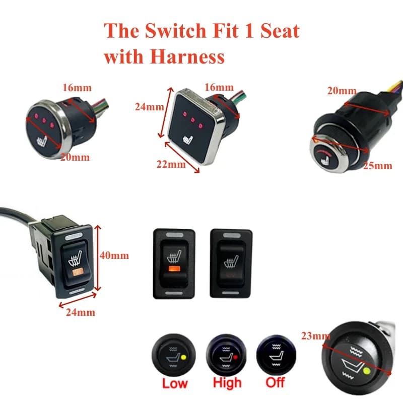 1 pz parti di ricambio universale 12 V integrato interruttore di controllo del riscaldatore del seggiolino auto interruttore a pulsante per 1 sedile